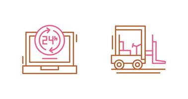 24 hours and forklift Icon vector