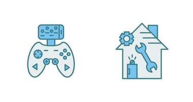 Game Controller and home repair Icon vector