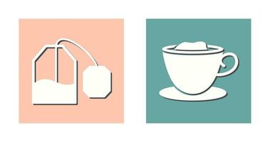 tea bag and creamy coffee  Icon vector