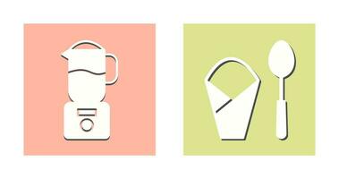 blender and spoon  Icon vector