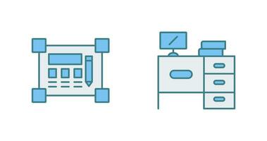 Blueprint and Desk Icon vector