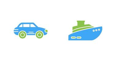 Car and Ship Icon vector