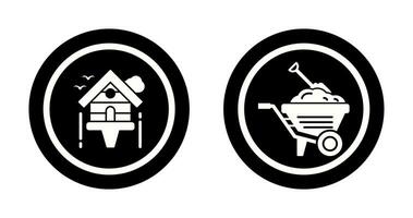 Diging and Birdhouse Icon vector