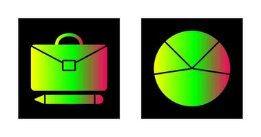 briefcase and pie chart analysis Icon vector