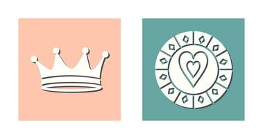 king crown and heart chip Icon vector