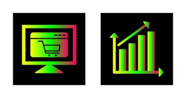 ecommerce website and rising statistics Icon vector