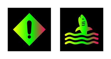 caution sign and dangerous shark  Icon vector