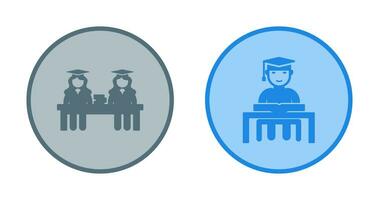 Combined Study and Studying on Desk Icon vector