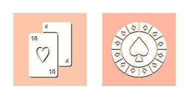 playing cards and spade chips Icon vector