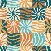 Naive playful abstract shapes in squares seamless pattern vector
