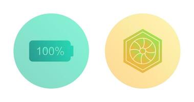 lleno batería y hexagonal diafragma icono vector