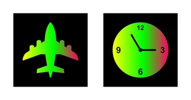 avión y hora icono vector