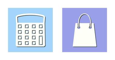 calculator and shopping bag Icon vector