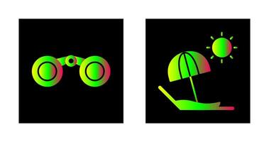 Binoculars and beach Icon vector