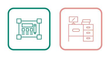 Blueprint and Desk Icon vector