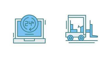 24 hours and forklift Icon vector