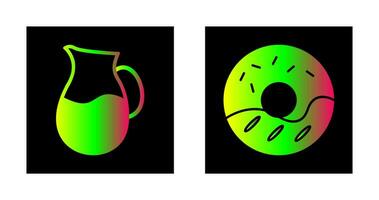 milk jug and cream doughnut  Icon vector