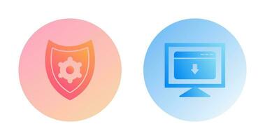 security settings and download webpage Icon vector