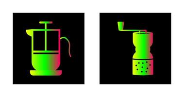 french press and coffee grinder  Icon vector