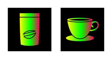 café bolso y té taza icono vector