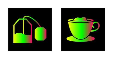 tea bag and creamy coffee  Icon vector