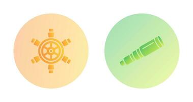 Ship Wheel and Binocular Icon vector