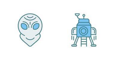 alien and lander Icon vector