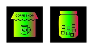 Coffee Shop And sugar Bottle  Icon vector