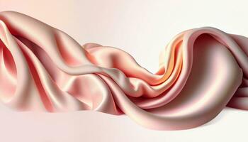 Smooth elegant pink silk background. Beige cream draped fabric satin. AI generative. photo