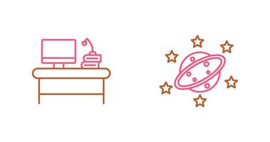 Desktop and Saturn Icon vector