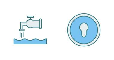 agua casa y llave agujero icono vector