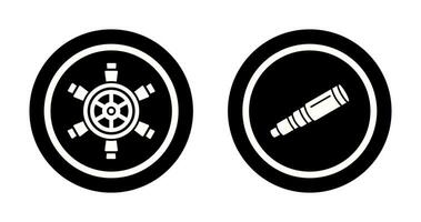 Ship Wheel and Binocular Icon vector