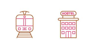 Tram and Hostel Icon vector