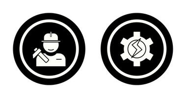 Worker and Setting Icon vector