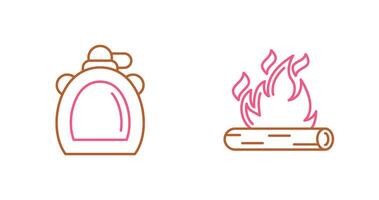 Canteen and Bonfire Icon vector