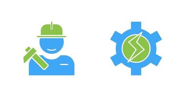 Worker and Setting Icon vector