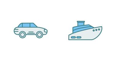 Car and Ship Icon vector