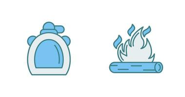 Canteen and Bonfire Icon vector