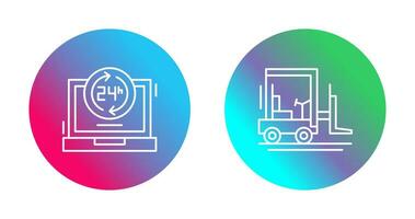 24 hours and forklift Icon vector