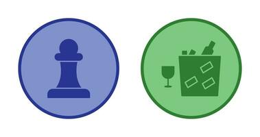 pawn and wine bottle in ice  Icon vector