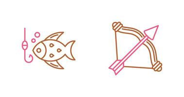 arco y pescar icono vector