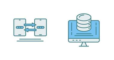 datos sincronización y datos almacenamiento icono vector