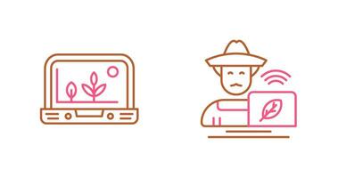 Smart Farm and Farmer Icon vector