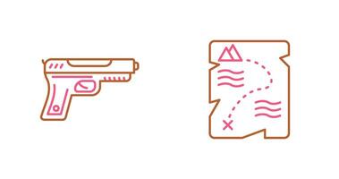 pistola y tesoro icono vector