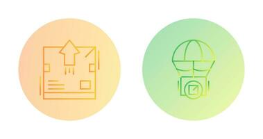 delivery box and parachute Icon vector