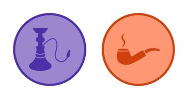 hookah and lit smoking pipe  Icon vector