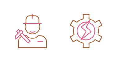 Worker and Setting Icon vector