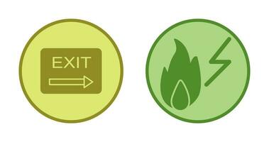 exit and electricity fire Icon vector