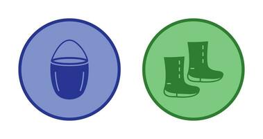 water bucket and boots Icon vector