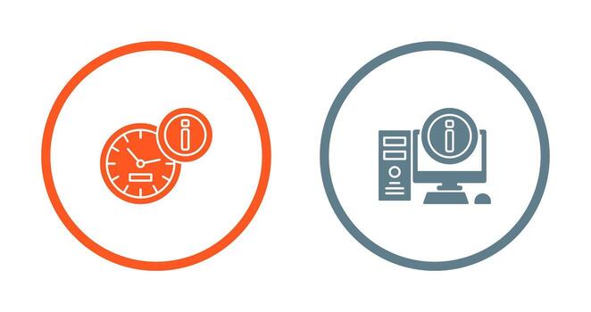 clock and computer Icon vector